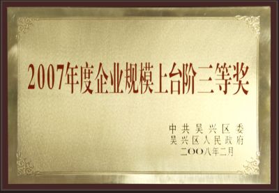 2007年度企業(yè)規(guī)模上臺階三等獎