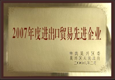 2007年度進出口貿(mào)易先進企業(yè)